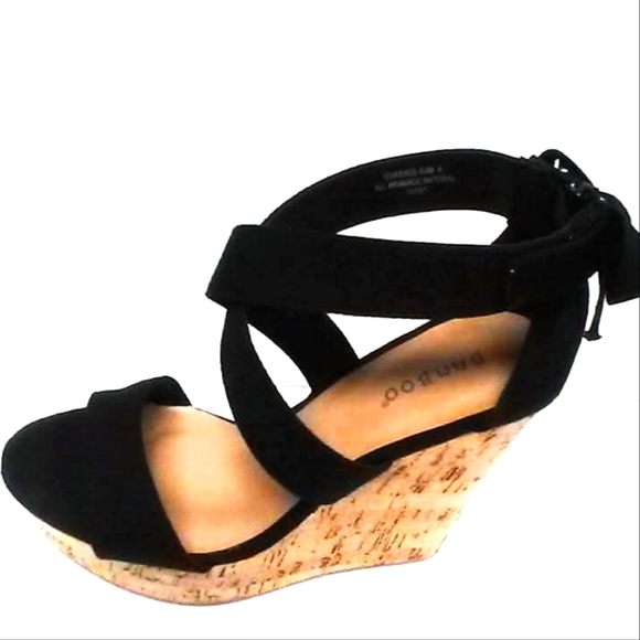 NEW!Black Wedges Heel W/Bow! - Picture 6 of 11